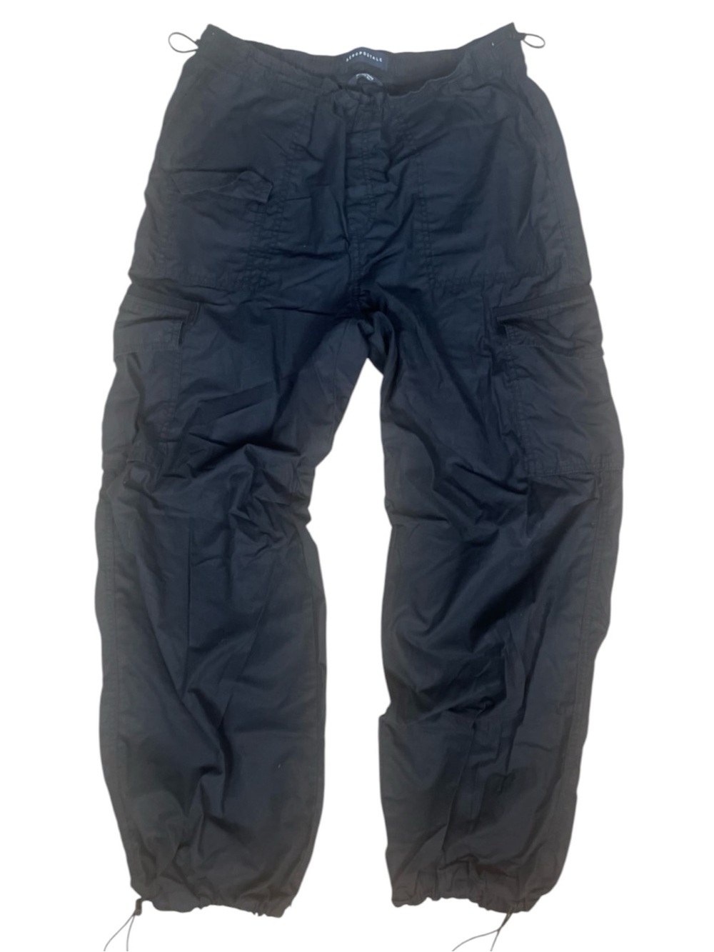 Aeropostale Parachute Cargo Pants Womens Medium Black Adjustable Baggy Y2K